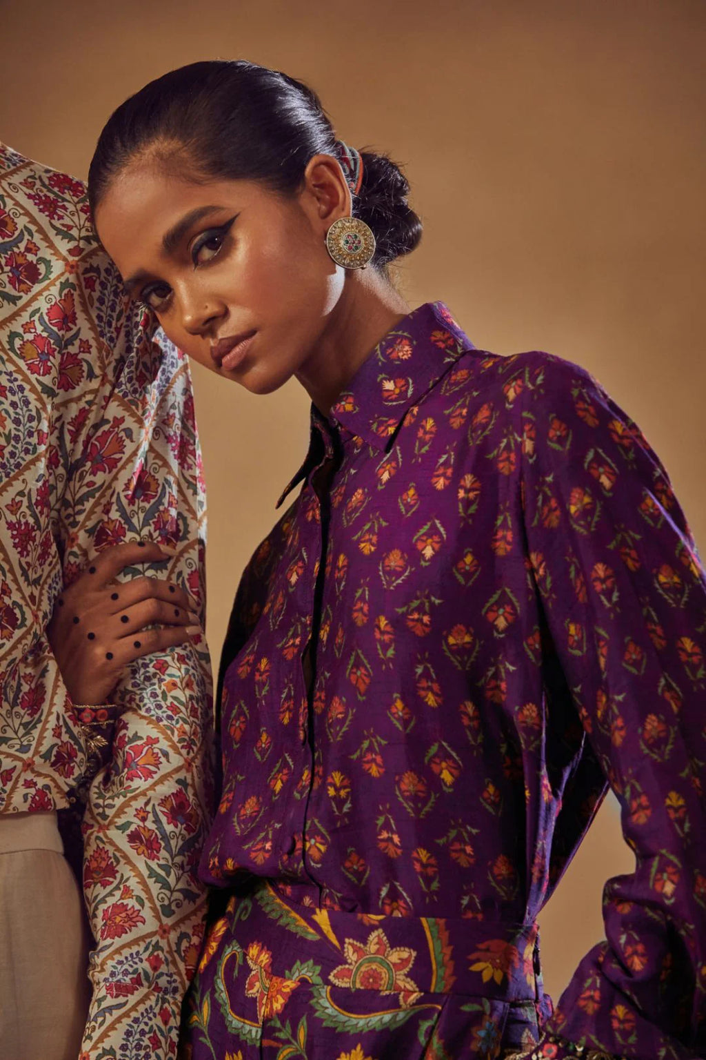 Purple Pleated Pant & Bishop Sleeve Shirt