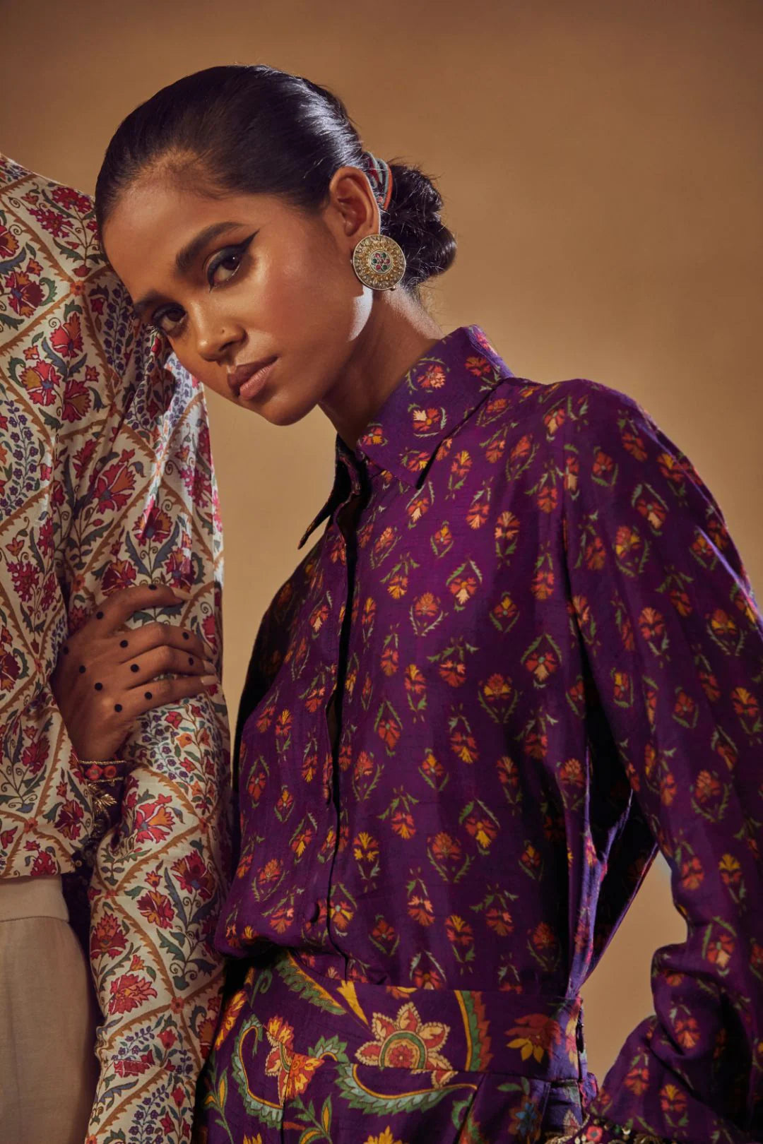 Purple Pleated Pant & Bishop Sleeve Shirt